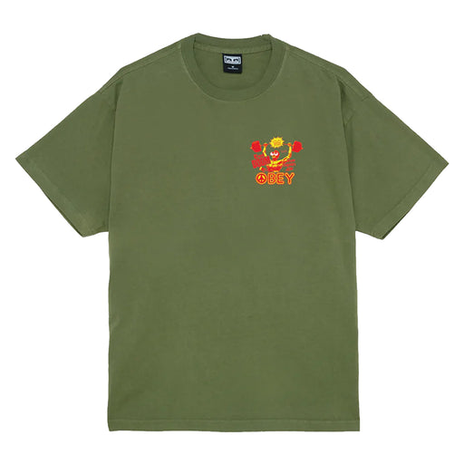 Obey Live Again Now T-Shirt - Moss Green Front