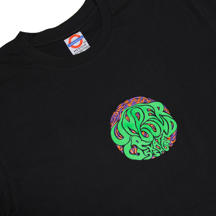 Underground Swirl T-Shirt - Black | Underground Skate Shop