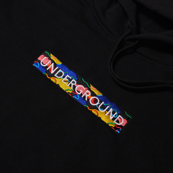 Underground Cloud Camo Box Logo Hoodie - Black Detail