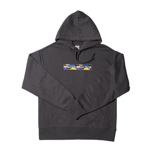 Underground Cloud Camo Box Logo Hoodie - Charcoal Front