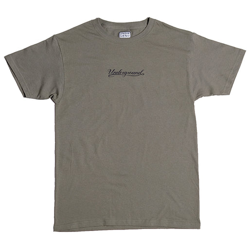 Underground Script T-Shirt - Olive Front